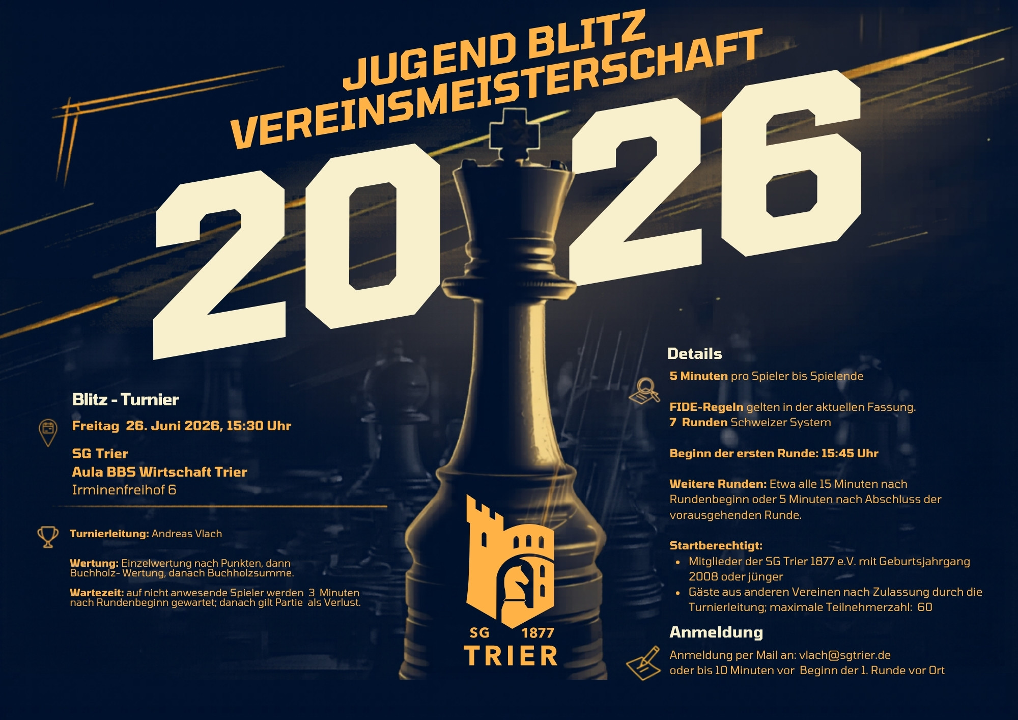 Jugend-Blitz-Vereinsmeisterschaft am 26. Juni 2026